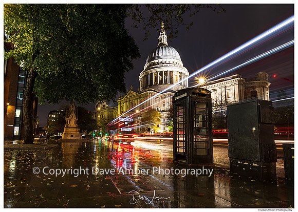 St Paul's at night in the rain