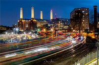 Battersea Power Station light trails