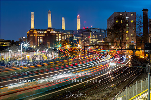 Battersea Power Station light trails