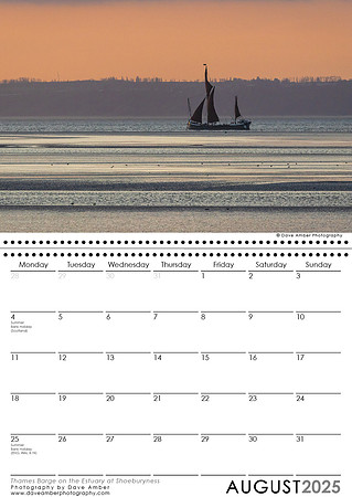Southend on Sea Calendar August 2025