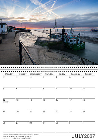 Leigh on Sea Calendar July 2027 Sunrise and Vapour Trails over the Mary Amelia