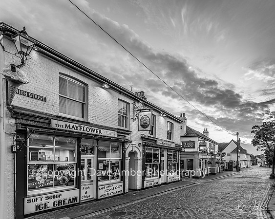 Old Leigh at sunset 2 BW