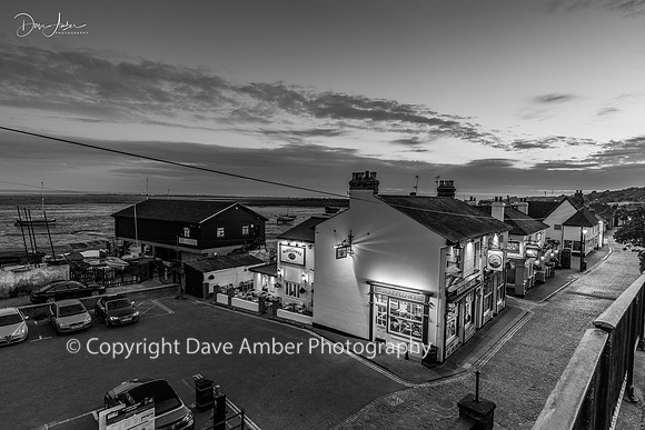 Old Leigh at sunset BW