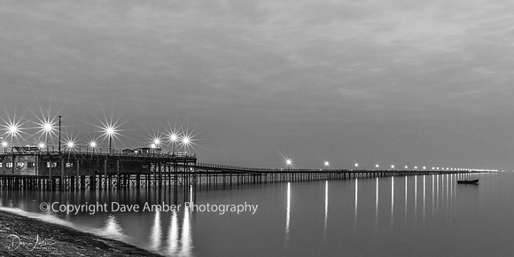Southend Pier at Night (Black and White 16x9)